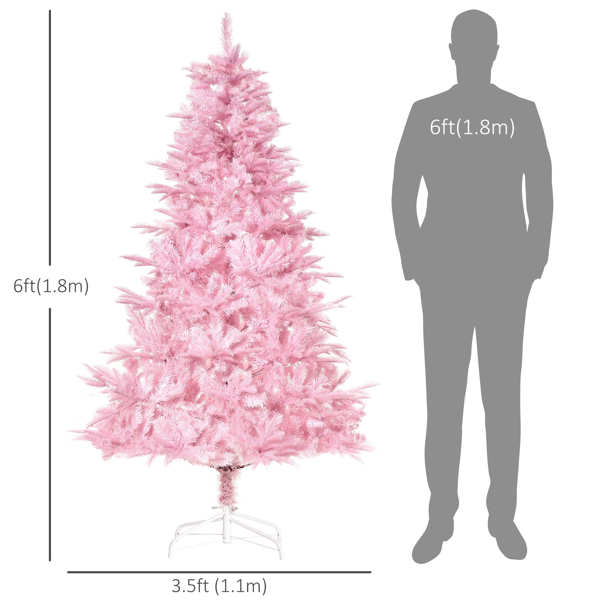 HOMCOM 6FT Artificial Christmas Tree Holiday Xmas Holiday Tree Decoration with Automatic Open for Home Party, Pink 