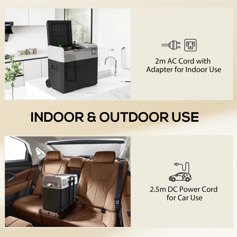 50 Liter Car Refrigerator Portable Freezer 12/24V Electric Cooler Box for Camping, Travel, Picnic, Down to -20℃