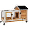 Rabbit Cage with Wheels, Ramp, Run, Tray for Indoor Outdoor, Suitable for Rabbit, Guinea Pig, Yellow