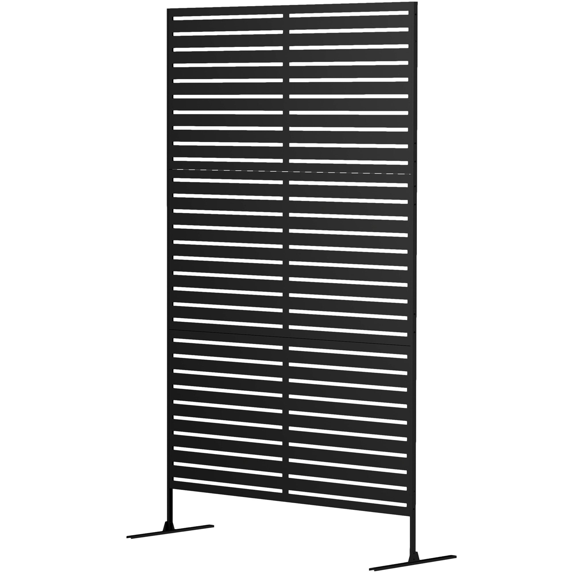 Outsunny Decorative Outdoor Privacy Panel, Freestanding Metal Outdoor Divider with Stand for Garden, Backyard, Deck, Pool, Black 