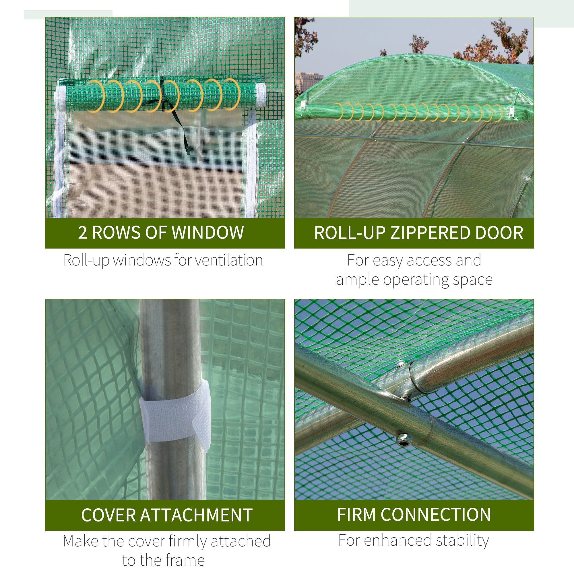 Outsunny 10' x 10' x 6.5' Walk-in Tunnel Greenhouse with High-Quality Transparent PE Cover, Zipper Doors, & Windows 