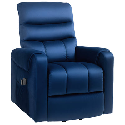 HOMCOM Lift Chair for Elderly, Massage Recliner Chair with 8 Vibration Points, Footrest, Remote Control, Side Pockets Dark Blue 