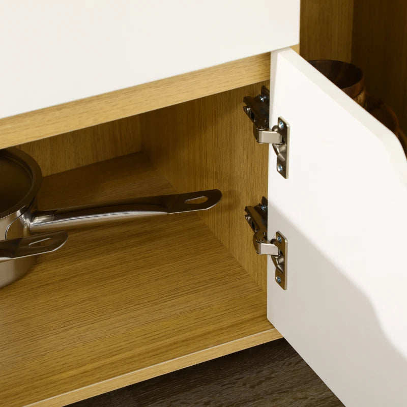 Modern Microwave Stand, Microwave Cabinet with Drawer, Storage Cupboards and Cable Hole for Kitchen, Dining Room, White