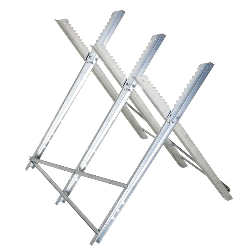 Portable Sawhorse Heavy Duty Cutting Stand Steel Adjustable Work Support, Foldable Sawhorse Stand 220 lbs Weight Capacity