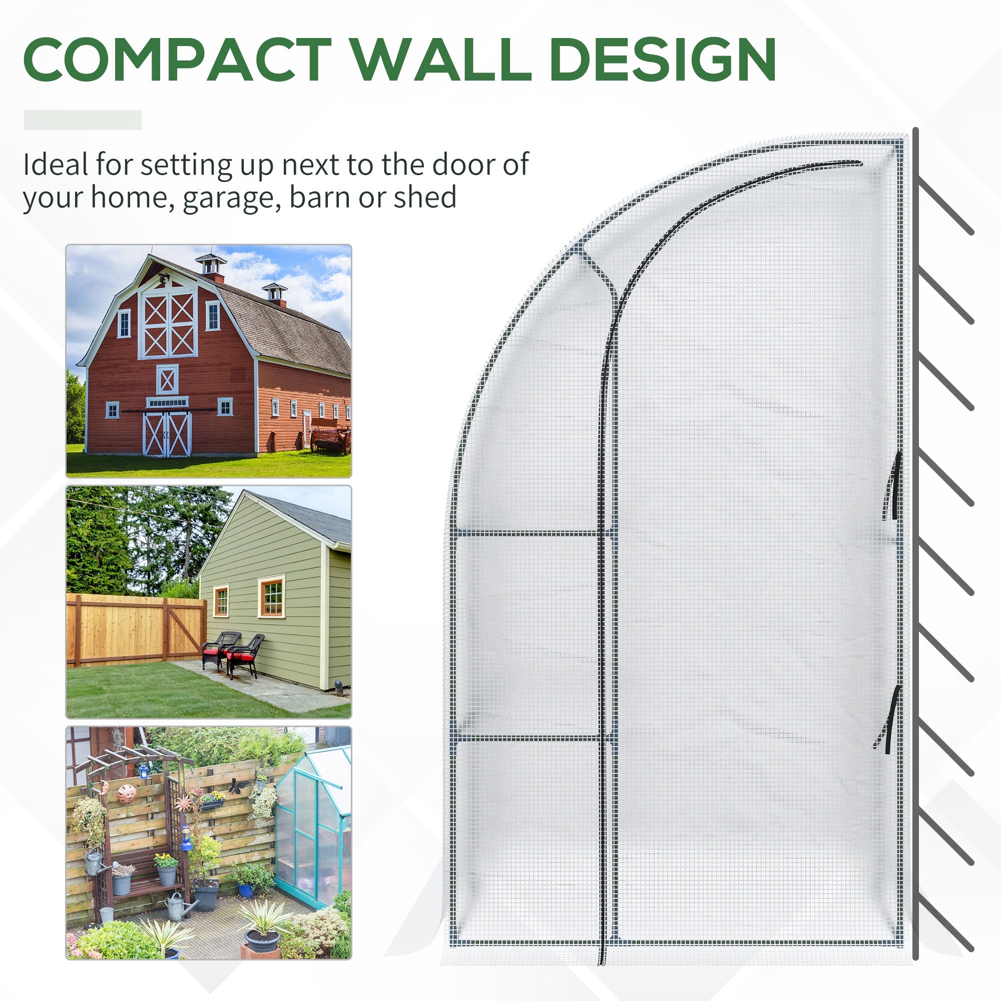 Outsunny 7'x4' Walk-In Polycarbonate Greenhouse: With Roll-Up Door for Plants, Herbs, White 