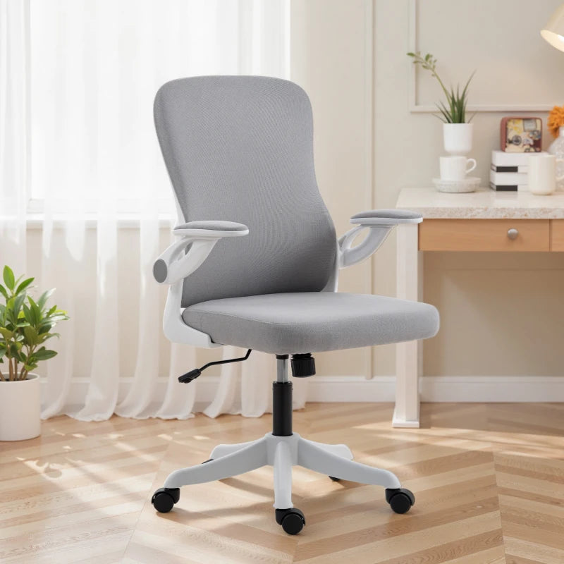 Ergonomic Office Chair, Swivel Desk Chair with Lumbar Support and Adjustable Height, Flip-up Armrests, Wheels, Black