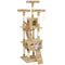 68-inch Multi-Level Cat Scratching Tree Kitty Activity Center Post Tower Condo Pet Furniture w/ Toy Light Brown