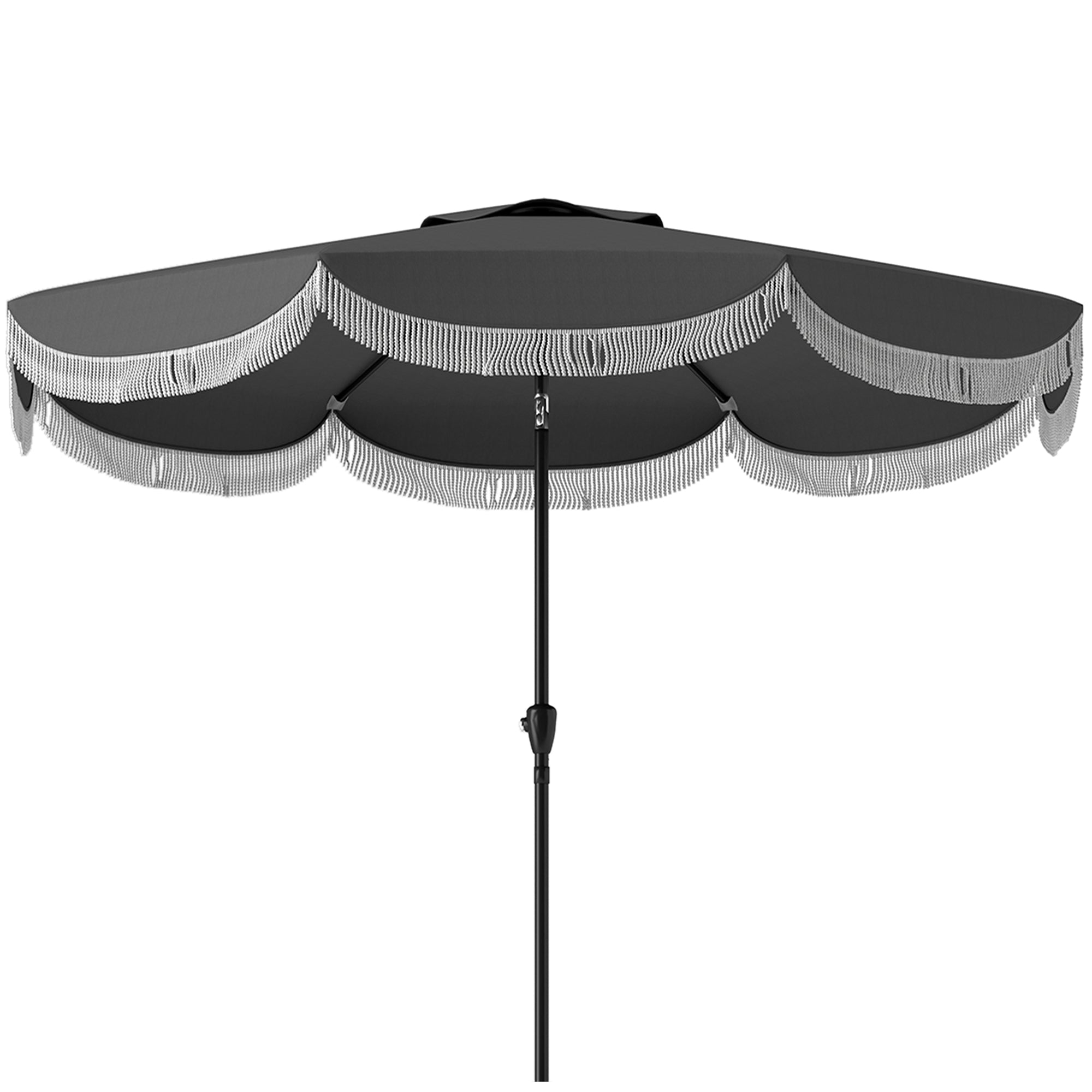 Outsunny 9FT Patio Umbrella Parasol, UPF 30+ Outdoor Market Umbrella with Crank, 8 Ribs, Push Button Tilt, Vented Patio Table Umbrella for Deck Backyard Lawn, Charcoal Grey 