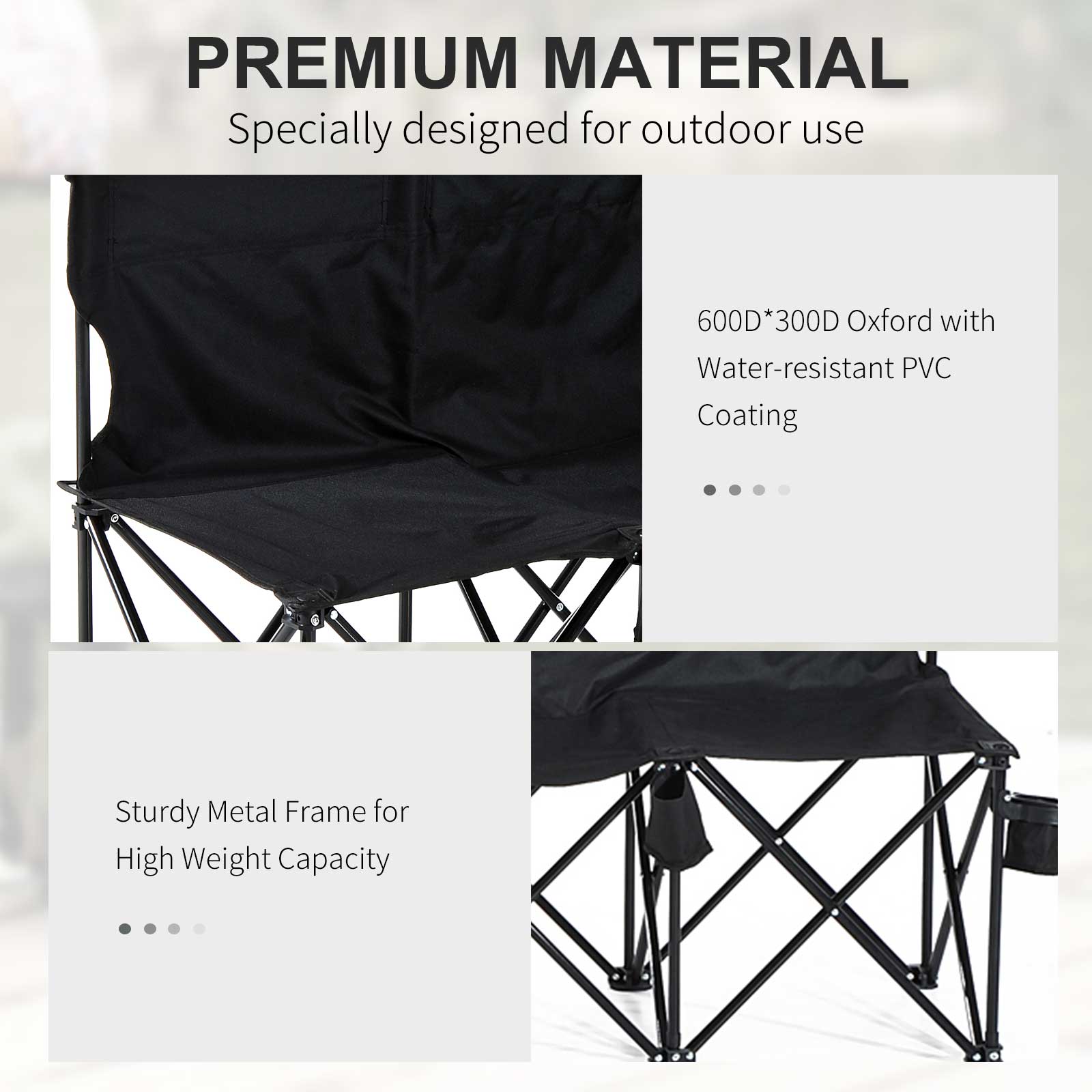 Outsunny Portable Soccer Bench 6 Seat Team Sports Bench Outdoor with Carrying Case Black 