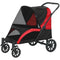 Foldable Pet Stroller for Large Dogs with Four Big Wheels, Shock-Absorbing Frame, Safety Leashes, Brakes, Black