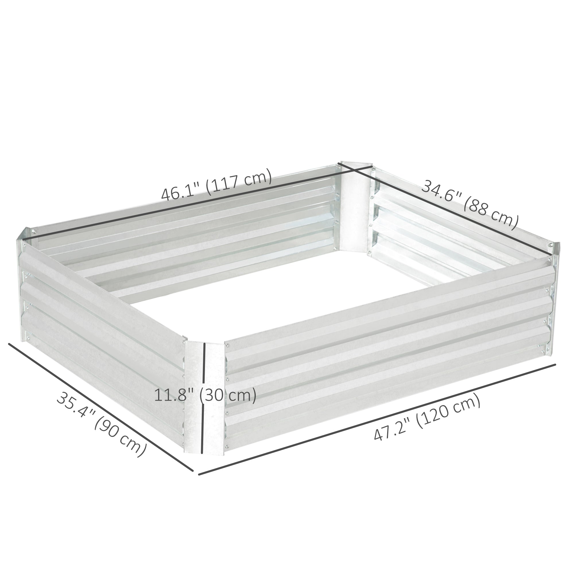 Outsunny Galvanized Raised Garden Bed, 4' x 3' x 1' Outdoor Metal Planter Box, Raised Bed for Growing Flowers and Herbs 