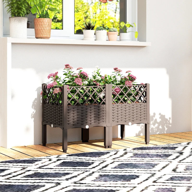 Raised Garden Bed with Legs, Self Watering Elevated Planter Boxes with Drainage Holes, 31.5" x 15.7" x 20.3"