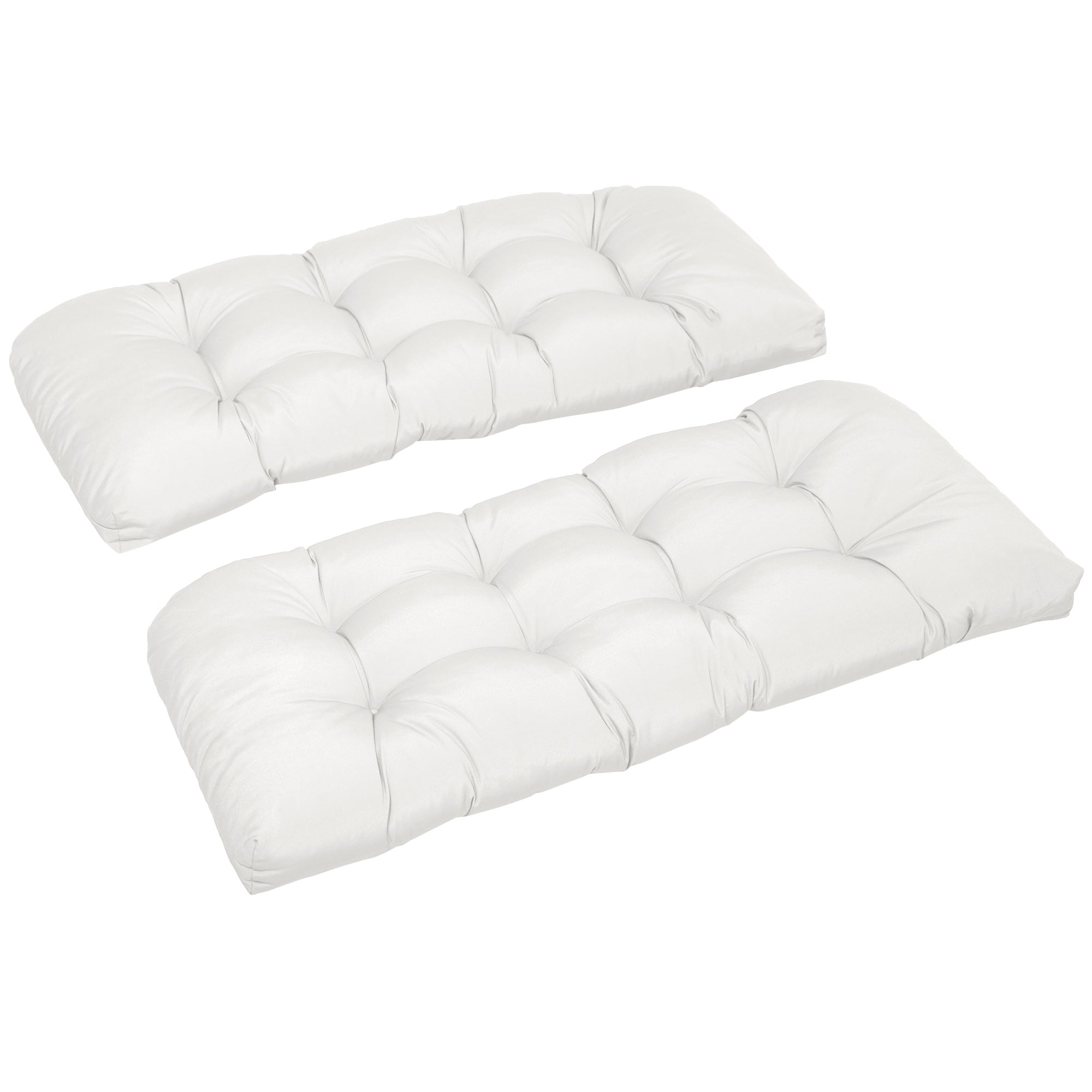 Outsunny 2-Piece Patio Bench Cushion Set Replacement Outdoor Loveseat Seat Pad Cream White 43" x 19" x 3" 