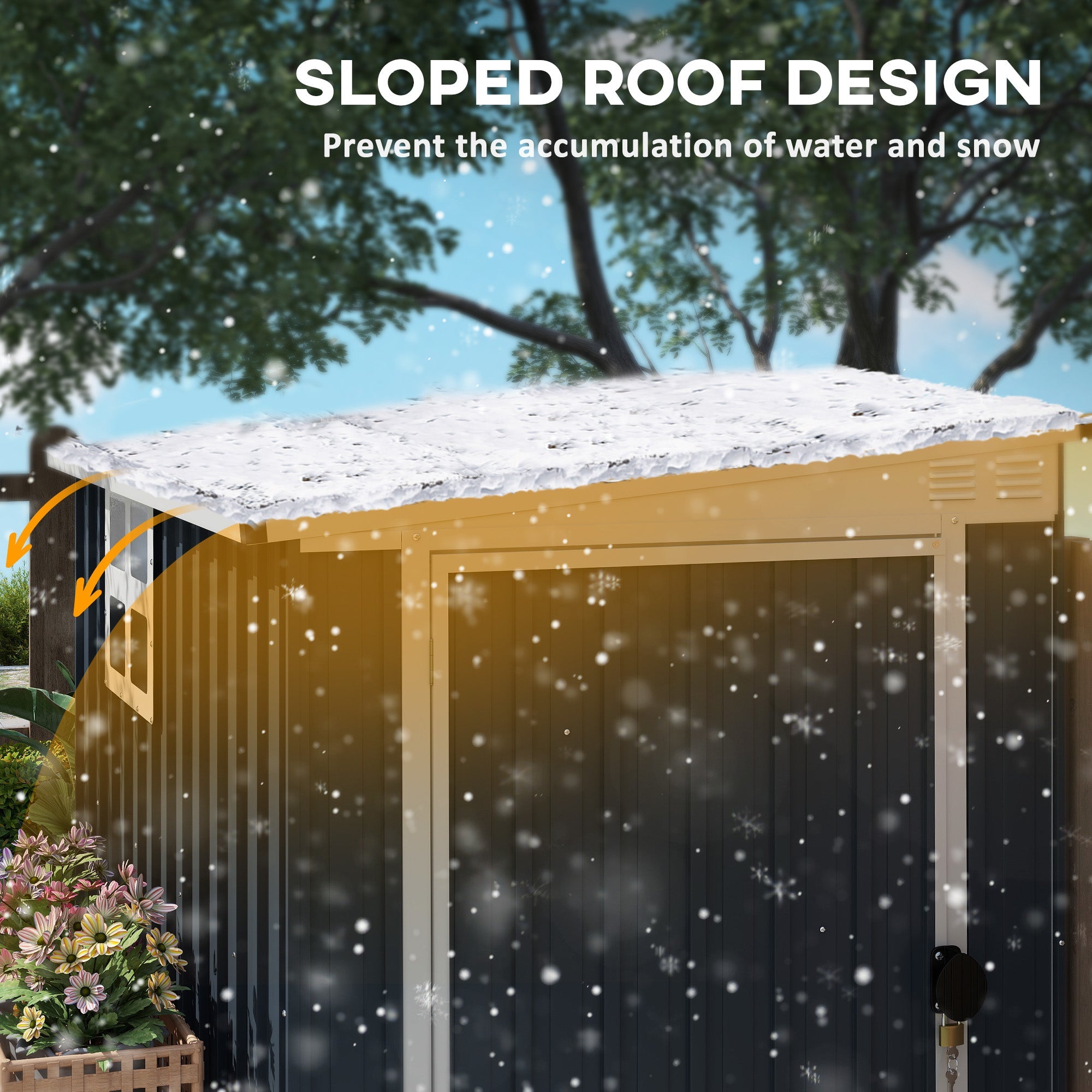 Outsunny 4' x 6' Outdoor Storage Shed, Metal Garden Shed with Window, 2 Vents and Lockable Door for Backyard, Garden, Patio 