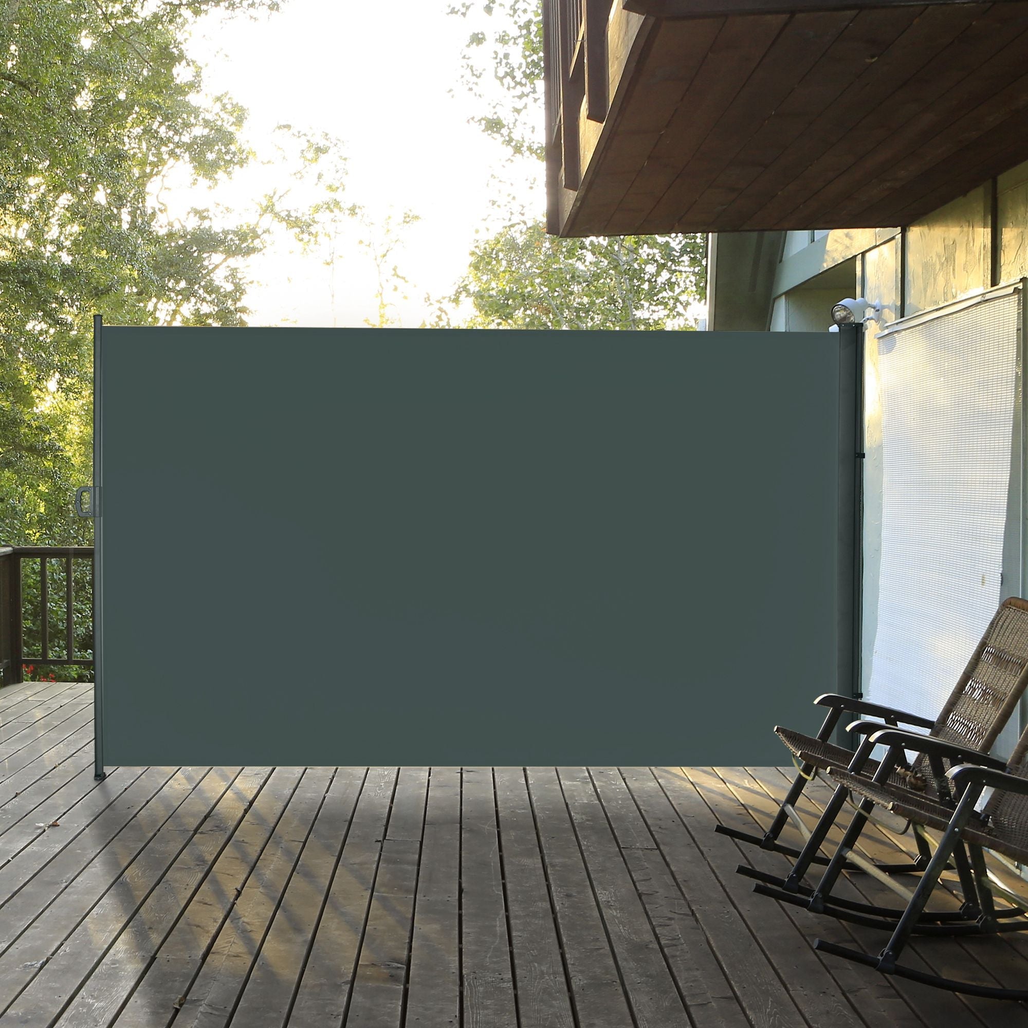 Outsunny 118" x 79" Retractable Side Awning Patio Outdoor Folding Privacy Screen with Resistance to UV Rays & Wind, Gray 
