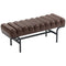 Bedroom Bench PU Leather End of Bed Bench with Cylindrical Seat and Metal Legs for Bedroom Living Room Hallway Brown