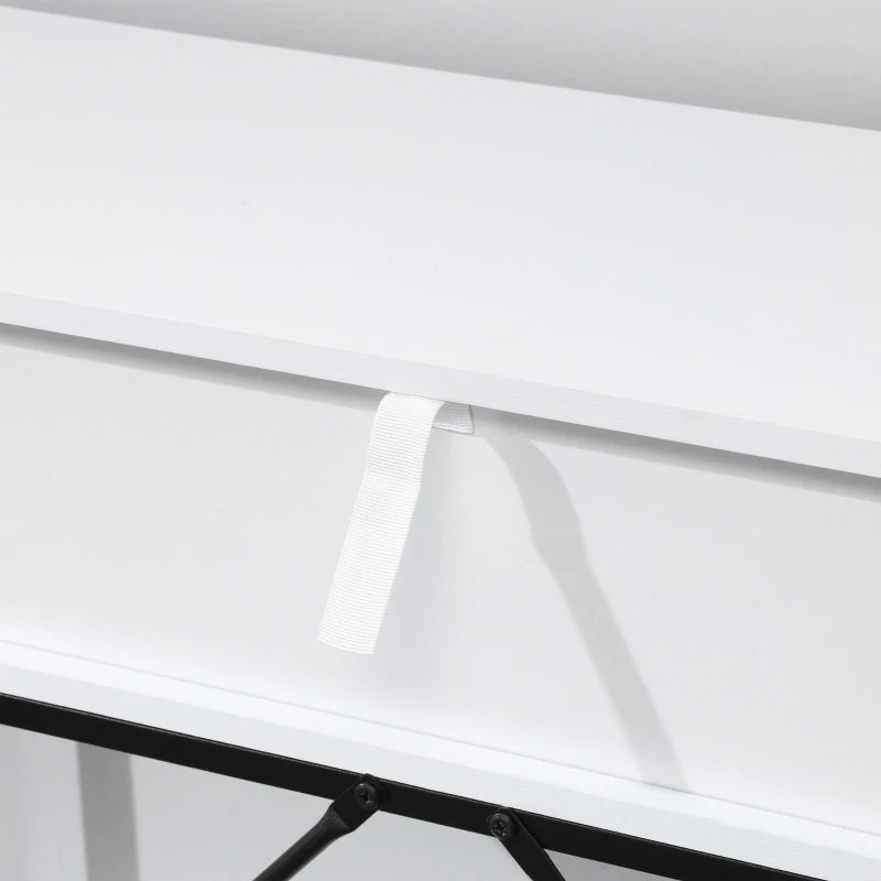 Modern Console Table with 2 Drawers, 2 Tier Entryway Table with storage Shelf, Narrow Sofa Table for Living Room, Hallway, White