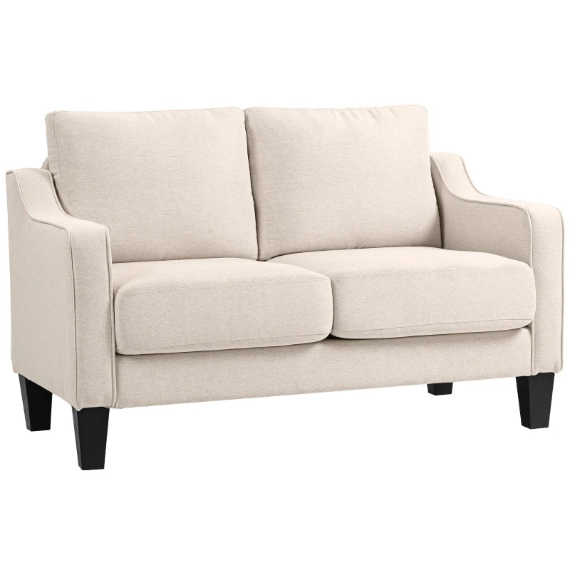Loveseat Sofa, Modern Couch with Pocket Spring, Linen Upholstered, Thick Padded, Beige