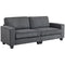 Three Seater Sofa, Fabric 3 Seater Couch with Spring Cushion and Cup Holders for Living Room, Bedroom, Dark Grey