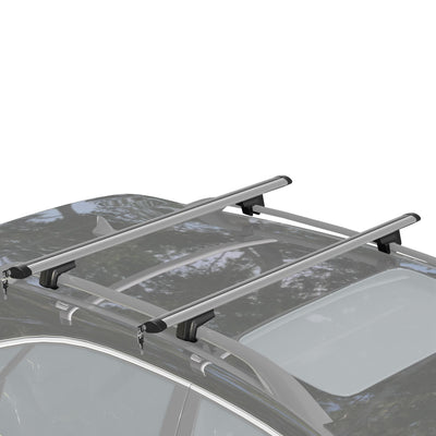 Outsunny Roof Top Aluminum Cross Bars - 2 PC Lockable Adjustable Luggage Rack, 49", Silver 
