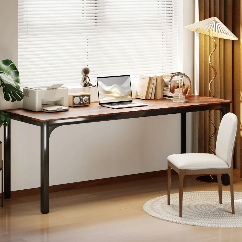 79" Computer Desk, Desktop Desk with Metal Legs, Rustic Brown