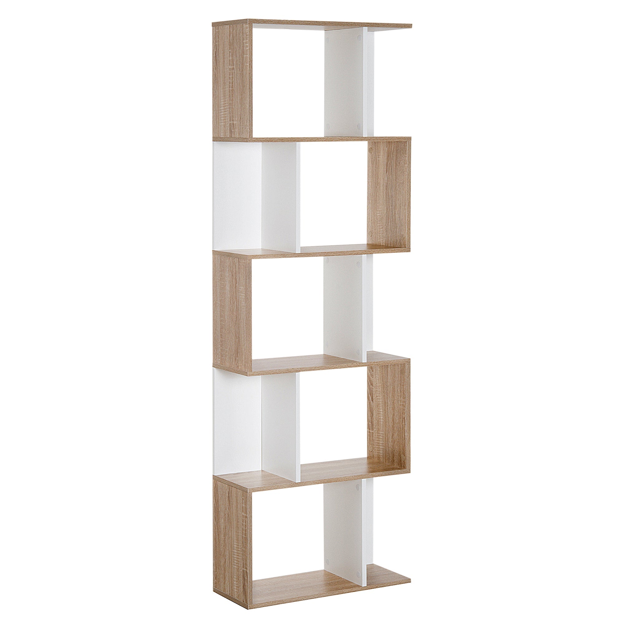 HOMCOM 5-Tier Modern Bookcase Display Shelf Storage Room Divider for Living Room Home Office White 