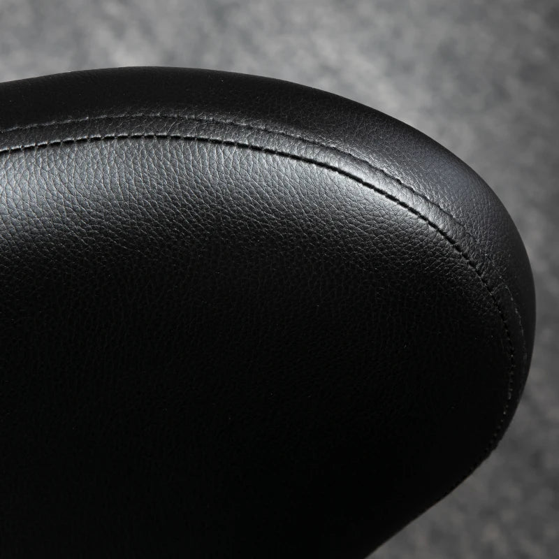 Adjustable Swivel Salon Stool with Backrest and Wheels, Office & Living Room Chair, Synthetic Leather, Black
