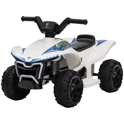 Qaba Kids ATV, 6V Battery Powered Electric Vehicle with Headlights, Forward/Reverse Switch for 18-36 Months, White 