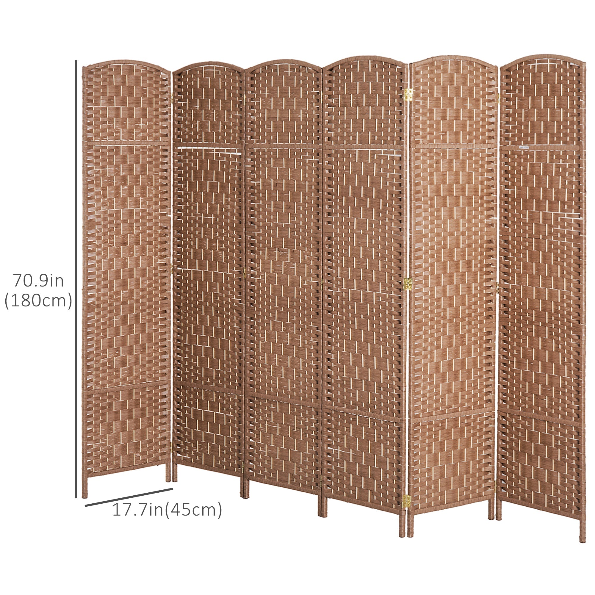 HOMCOM Farmhouse Chic Room Divider: 6-Panel Folding Wooden Frame Partition for Bedroom Spaces, Natural Finish 