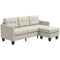 HOMCOM L-shaped Sofa, 3 Seater Sectional Couch with Ottoman, Corner Sofa with Thick Padded Cushion and Wood Legs, Beige