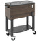 Patio Cooler, 60qt Portable Outdoor Cooler with Locking Wheels, Storage Shelf, Bottle Opener for Patio Backyard, Brown