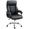 Office Chair with Spring Padding, PU Leather Computer Chair with Quiet Swivel Wheels, High Back, Black