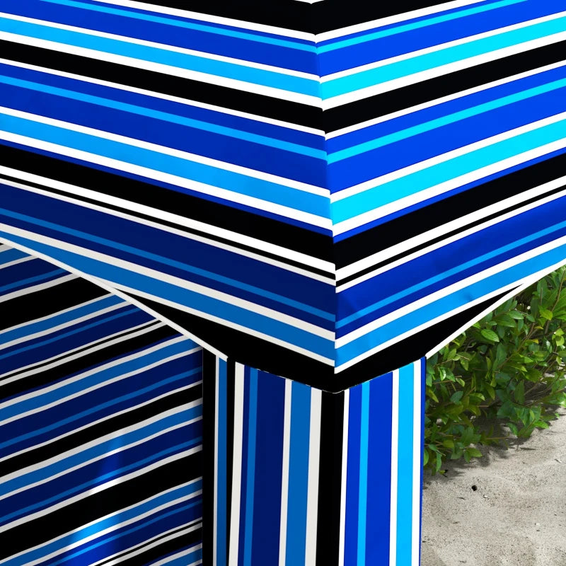 70.1" L x 70.1" W Cabana Umbrella with Walls, Vents, Ruffles, Carry Bag, Beach Umbrella, Blue Stripe