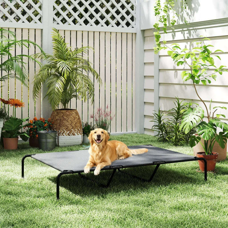Elevated Dog Bed, Outdoor Dog Cot, Raised Dog Bed for Large Dogs with Breathable Mesh, Grey