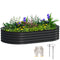5' x 3' x 1' Large Outdoor Planter Box, Galvanized Raised Garden Bed with Metal Plant Stake, Black
