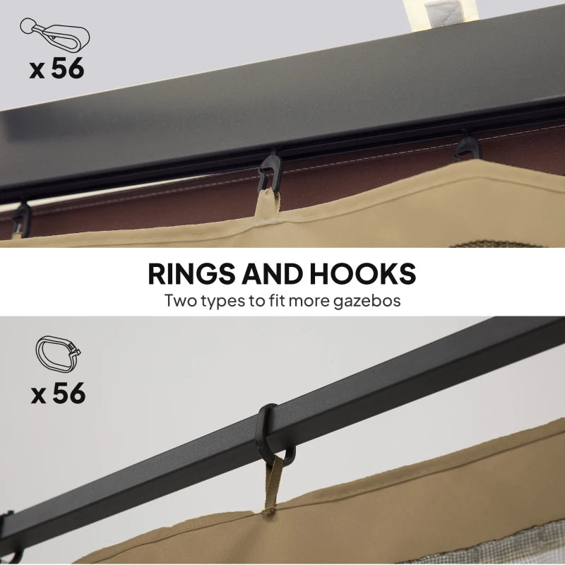 Replacement Mosquito Netting for Gazebo 10' x 13' Black Screen Walls for Canopy with Zippers, Khaki