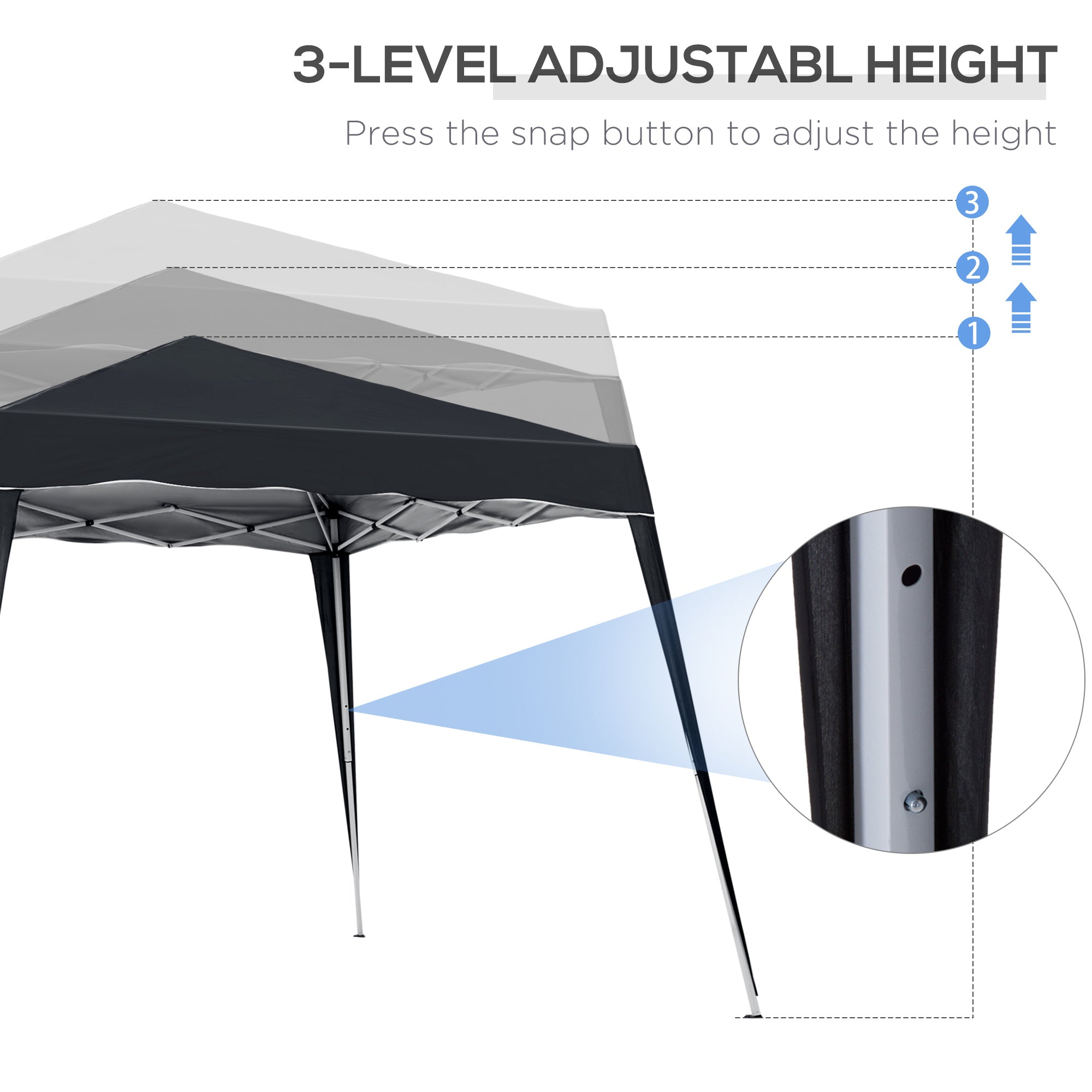 Outsunny 8' x 8' Pop Up Canopy, Outdoor Foldable Tent, Portable Canopy Tent with Carrying Bag for Camping, Party, Picnic, Black 