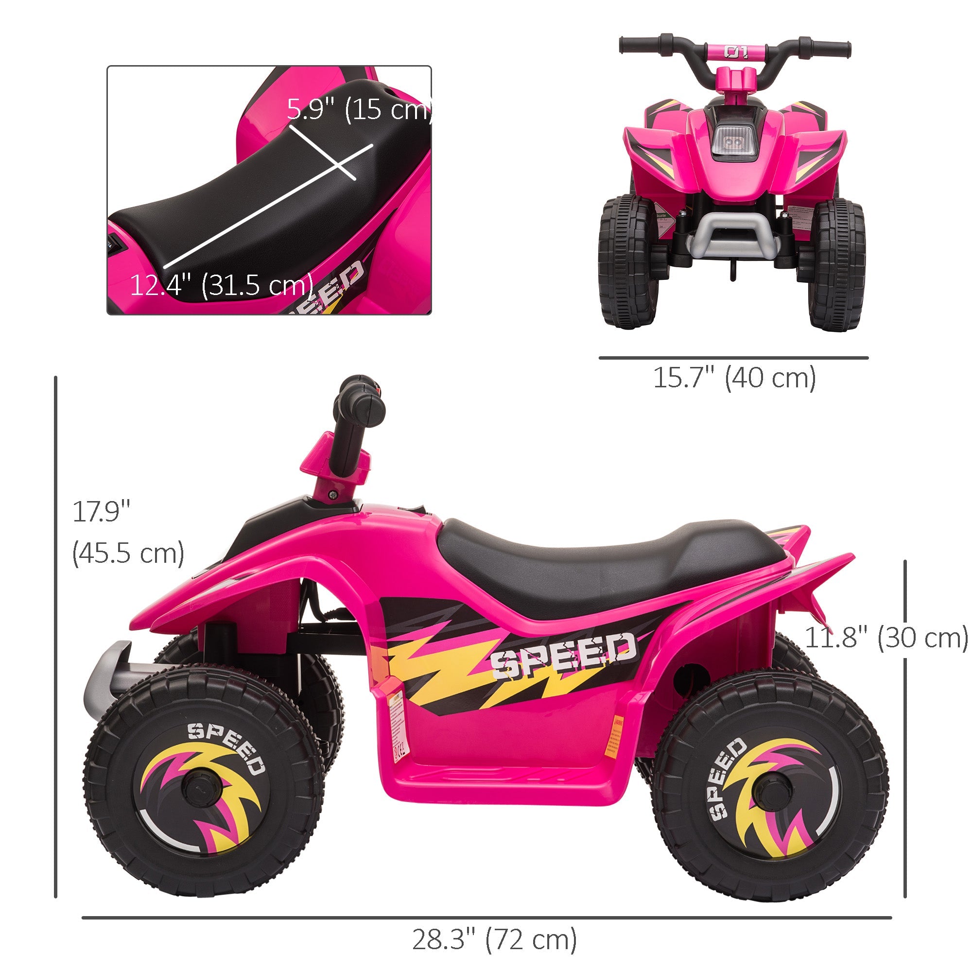 Aosom Kids Ride on ATV, 6V Battery Powered Quad Car with Forward, Reverse Switch, for Boys Girls 18-36 Months, Pink 