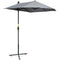 6.6 x 6ft Half Patio Umbrella Outdoor Parasol with Double-Sided Canopy, Crank Handle, Base for Garden, Balcony, Grey