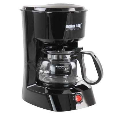 Better Chef 4 Cup Compact Coffee Maker in Black with Removable Filter Basket - Free Shipping 