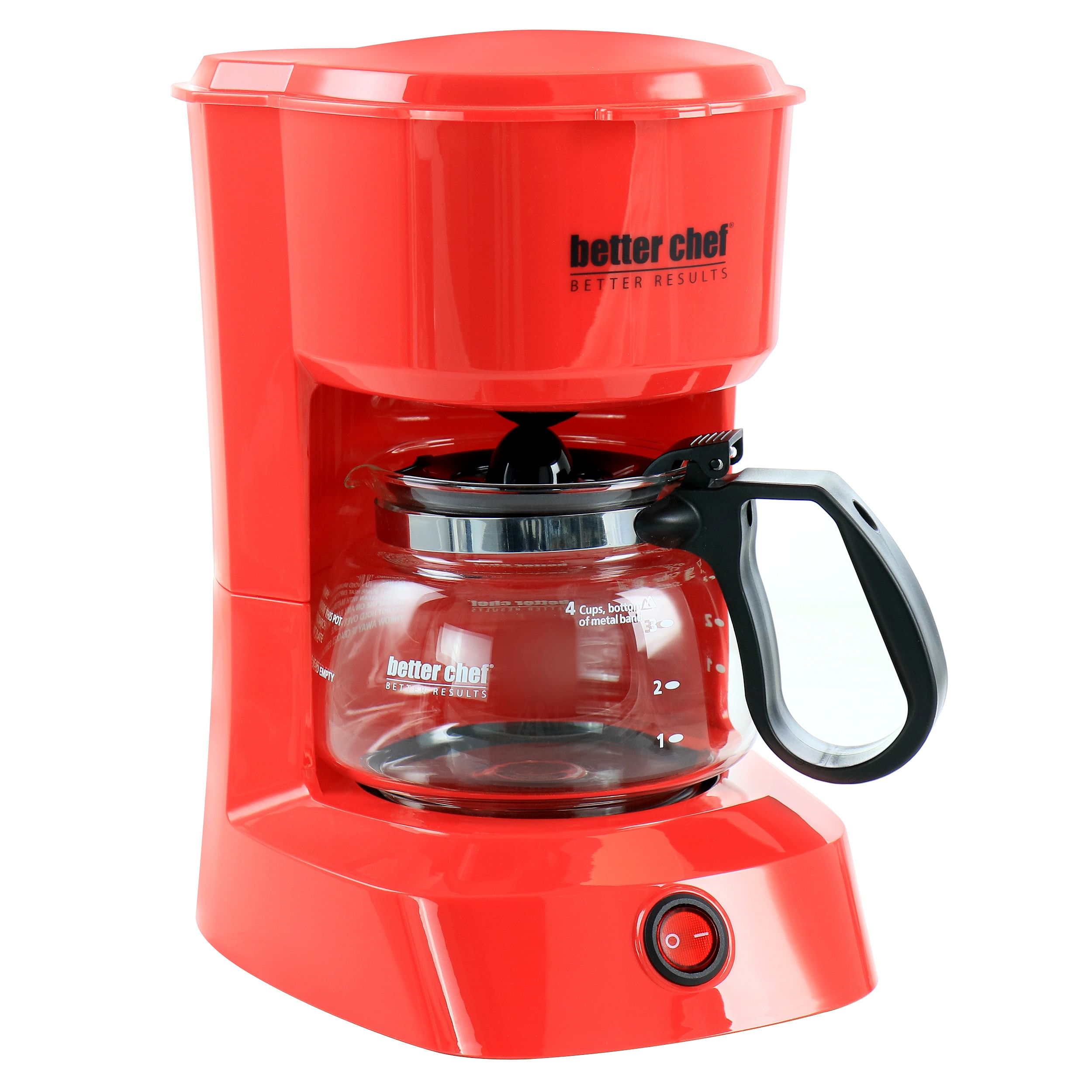 Better Chef 4 Cup Compact Coffee Maker in Red with Removable Filter Basket - Free Shipping