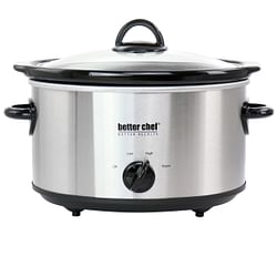 Better Chef 4 Quart Oval Slow Cooker with Removable Stoneware Crock in Stainless Steel - Free Shipping 
