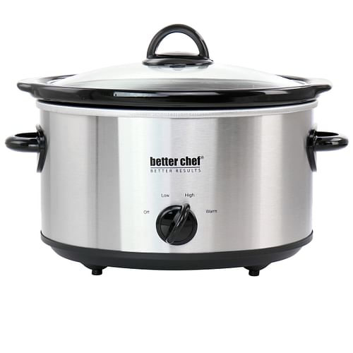 Better Chef 4 Quart Oval Slow Cooker with Removable Stoneware Crock in Stainless Steel - Free Shipping 