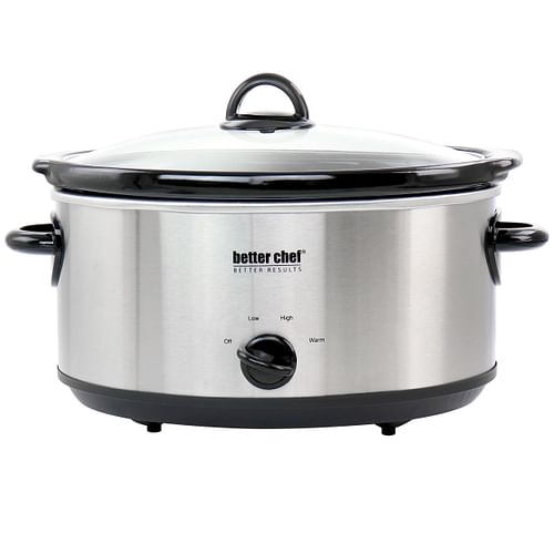 Better Chef 6 Quart Oval Slow Cooker with Removable Stoneware Crock in Stainless Steel - Free Shipping 