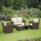 4 PC Rattan Patio Set | Cushioned Outdoor Sofa & Chairs, Water-Resistant Fabric