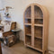 Solid Wood Frame Arc Cabinet | Black Finish, Tempered Glass, Soft-Close Doors, 5 Shelves