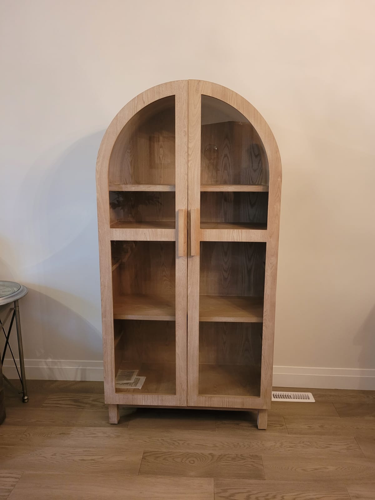 Solid Wood Frame Arc Cabinet, Black Finish 