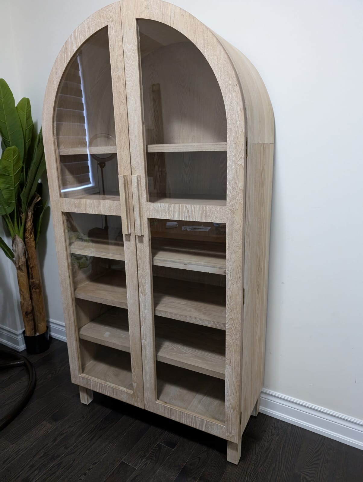 Solid Wood Frame Arc Cabinet, Black Finish 