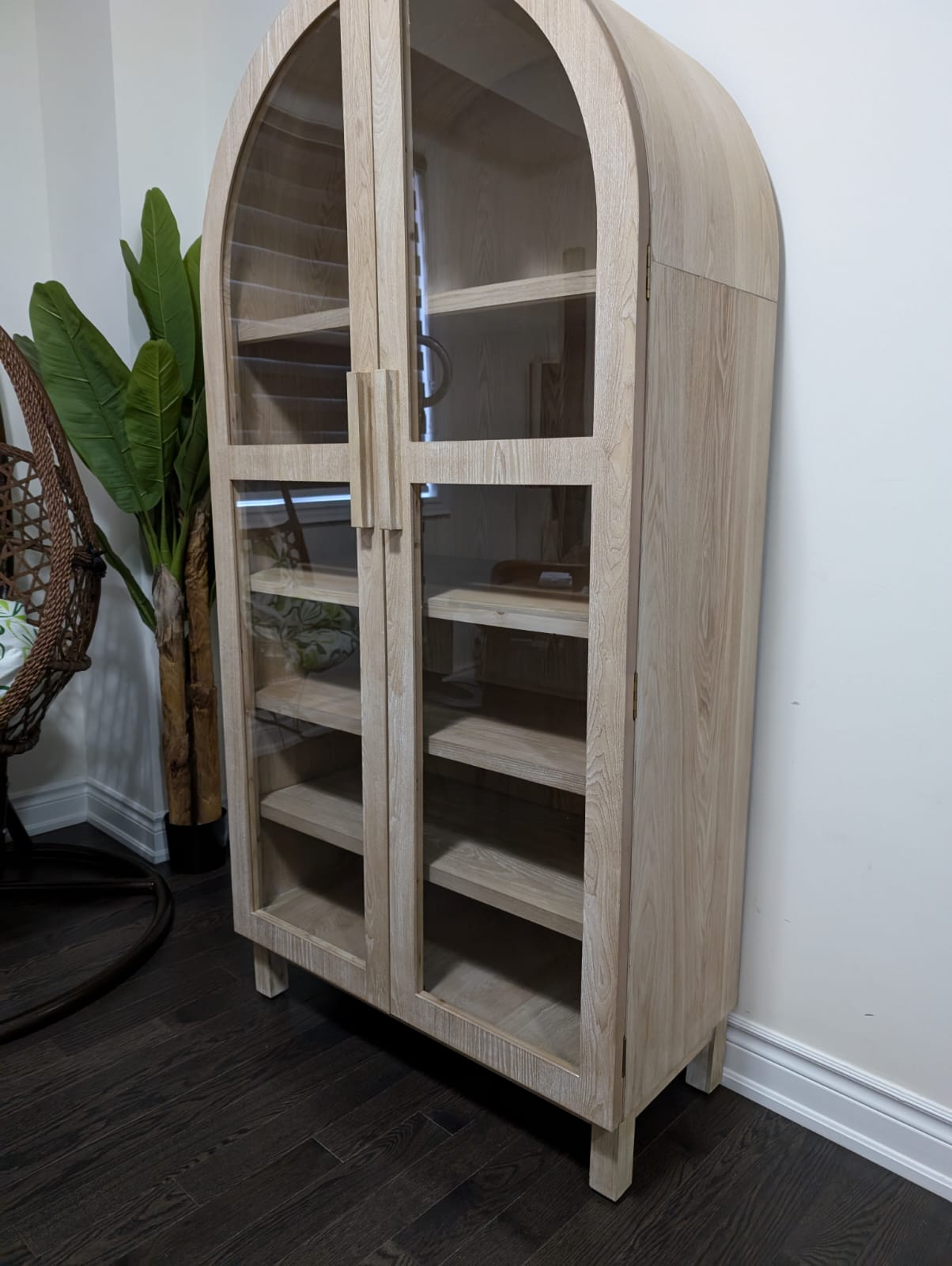 Solid Wood Frame Arc Cabinet, Black Finish 