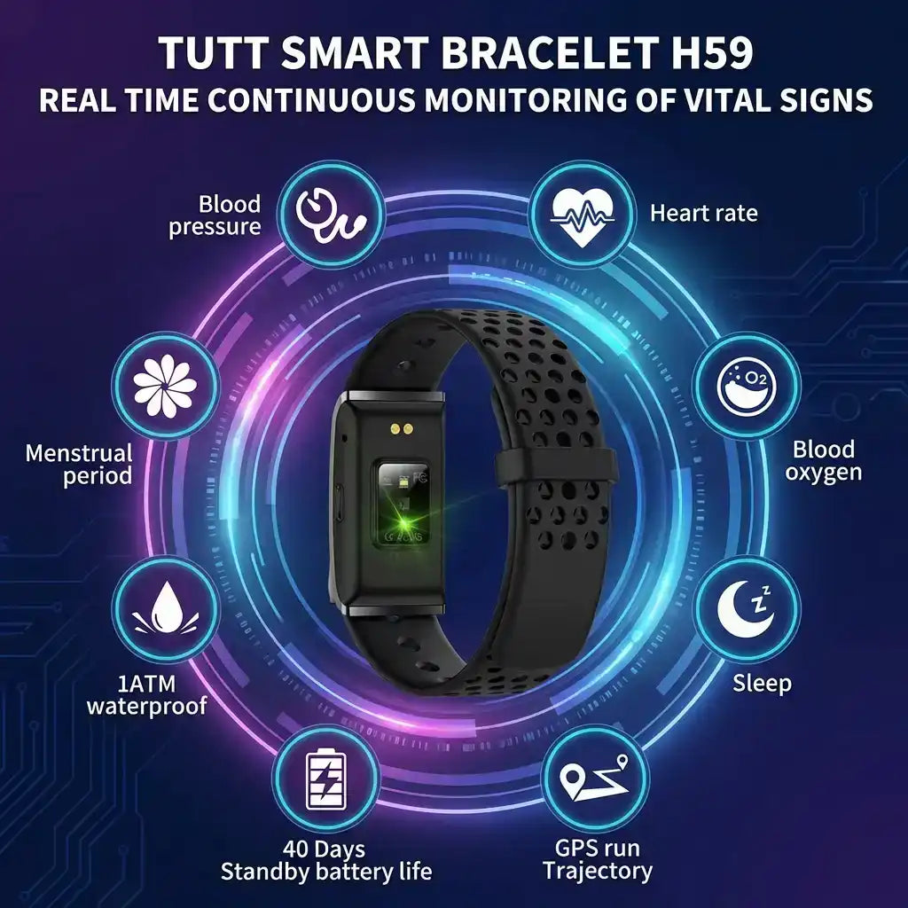 TUTT Smart Bracelet | Health and Fitness Tracker | GPS Activity Tracker | Android & iOS H59 LIGE
